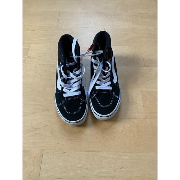 VANS Bnwt "Sk8" Hi Top Sneakers Boys New Black White - Picture 2 of 8